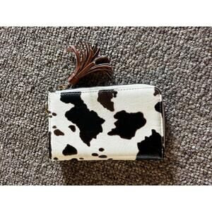 Cow Print Women's Wallet with Tassel Zipper